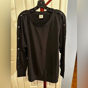 CAbi Black Snap Sleeve Top Style #3686
